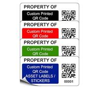 500 Personalised Custom QR Code Asset Inventory Labels - 50mm x 25mm Permanent Synthetic PP Labels - Simply Choose a Colour, Add Information and Identify Numbers Required (P/NO. CQRAL1)