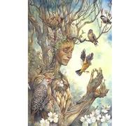 500-piece（52x38cm） adult puzzle featuring the magical spring scene of Tree Spirits and Birds, an intellectual challenge board game toy for teenagers and children