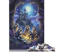 500 Piece A Fantasy Meeting Raccoon Square Puzzles for Adults & Wooden Puzzles Educational Game 500pcs (52x38cm)