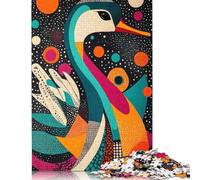 500 Piece Abstract Goose in Space Poster Modern Goose Illustration Jigsaw Puzzles for Adult Teenagers Wooden Puzzle Jigsaws for Adults Learning Educational Toy 500pcs (52x38cm)