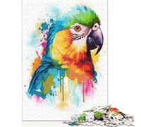 500 Piece 'Abstract Parrot Painting Jigsaw Square Puzzle for Adults & Wooden Puzzles Educational Game Challenge Toy 500pcs (52x38cm)