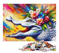 500 Piece Acrylic Majestic Blossoming Alligator Jigsaw Square Puzzle for Adults & Wooden Puzzles Educational Game Challenge Toy 500pcs (52x38cm)