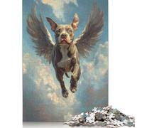 500 Piece American Staffordshire Terrier Angel Loyal Pet Tribute Dog with Wings Adult Jigsaw Puzzle Puzzles for Adults Learning Educational Puzzle 500pcs (52x38cm)