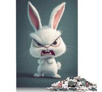500 Piece Angry Bunny Illustration Jigsaw Puzzles for Adult Teenagers Wooden Puzzles for Adults Puzzles Stress Relief Toys 500pcs (52x38cm)