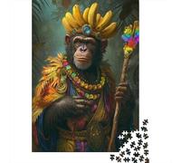 500 Piece Animal Art Monkey Square Puzzles for Adults & Wooden Puzzles Educational Game 500pcs (52x38cm)
