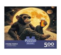 500 Piece Animal Art Monkey Square Puzzles for Adults, Wooden Puzzles Family Entertainment Toys 500pcs (52x38cm)