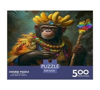 500 Piece Animal Art Monkey Square Puzzles for Adults, Wooden Puzzles Family Entertainment Toys 500pcs (52x38cm)