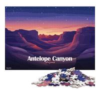 500 Piece Antelope Canyon Arizona Landscape Illustration Square Jigsaw Puzzles for Adults, Wooden Puzzles Educational Game for Children 500pcs (52x38cm)