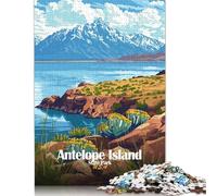 500 Piece Antelope Island State Park Illustration Creative Square Jigsaw Puzzles for Adults And Wooden Puzzles Toy Intellectual Game 500pcs (52x38cm)