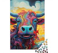 500 Piece Art Animal Cow Square Jigsaw Puzzles for Adults, Wooden Puzzles Educational Game for Children 500pcs (52x38cm)