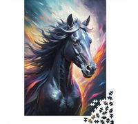 500 Piece Art Animal Horse Puzzle For Adults | Large Jigsaw Puzzle with Premium & Durable Wooden Block Pieces with Precise Interlocking Design 500pcs (52x38cm)