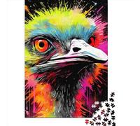 500 Piece Art Animal Ostrich Jigsaw Square Puzzle for Adults & Wooden Puzzles Educational Game Challenge Toy 500pcs (52x38cm)