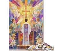 500 Piece Art Christian Jesus Adult Puzzles Wooden Puzzle for Adults Educational Game Challenge Toy 500pcs (52x38cm)