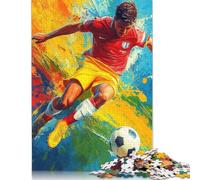 500 Piece Art Plays Football Jigsaw Puzzle for Adult Teenagers Wood Jigsaw Puzzles Educational Game Challenge Toy Birthday Gifts 500pcs (52x38cm)