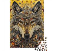 500 Piece Art Wolf Square Puzzle for Adults Wooden Puzzles Educational Puzzle Family Game 500pcs (52x38cm)