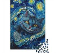 500 Piece Artistic Evil Cat Square Puzzles for Adults, Wooden Puzzles Toy Wall Decor 500pcs (52x38cm)