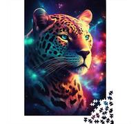 500 Piece Artistic Glowing Leopard Puzzle For Adults | Large Jigsaw Puzzle with Premium & Durable Wooden Block Pieces with Precise Interlocking Design 500pcs (52x38cm)
