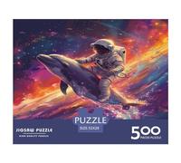 500 Piece Astronaut Dolphin Square Jigsaw Puzzles for Adults, Wooden Puzzles Educational Game for Children 500pcs (52x38cm)