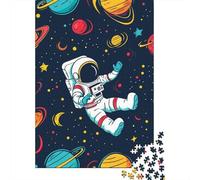 500 Piece Astronaut Square Jigsaw Puzzles for Adults & Wooden Puzzles Learning Educational Toys Family Games 500pcs (52x38cm)