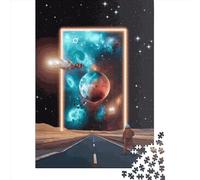 500 Piece Astronaut Stargate Road Square Jigsaw Puzzles for Adults, Wooden Puzzles Learning Educational Toy 500pcs (52x38cm)