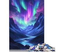 500 Piece Aurora Borealis Mountain Landscape Creative Square Jigsaw Puzzles for Adults And Wooden Puzzles Toy Intellectual Game 500pcs (52x38cm)