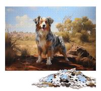 500 Piece Australian Shepherd Jigsaw Puzzlesfor Adults Teenagers Wooden Puzzle Jigsaws for Adults Educational Game Challenge Toy 500pcs (52x38cm)