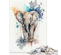 500 Piece Baby Elephant Watercolor Jigsaw Puzzle for Adult Teenagers Wood Puzzles for Adults Home Decoration Puzzle Toys 500pcs (52x38cm)