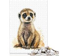 500 Piece Baby Meerkat Watercolor Jigsaw Puzzle for Adult Teenagers Wooden Puzzles for Adults Puzzles For Family Fun & Game Night 500pcs (52x38cm)