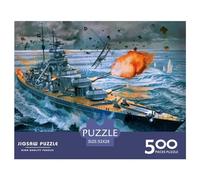 500 Piece Battleship Bismarck Square Puzzles for Adults, Wooden Puzzles Toy Wall Decor 500pcs (52x38cm)