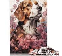 500 Piece Beagle And Flowers Jigsaw Puzzles for Adult Teenagers Puzzles for Adults & Teenager Family Fun Jigsaws Puzzles 500pcs (52x38cm)