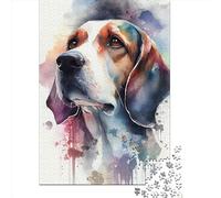 500 Piece Beagle Watercolor Puzzles for Adults & Wooden Puzzles Educational Puzzle Family Game 500pcs (52x38cm)