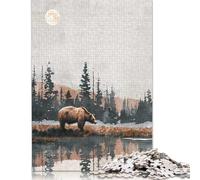 500 Piece Bear by The Lake Jigsaw Puzzle for Adult Teenagers Wood Puzzles for Adults Home Decoration Puzzle Toys 500pcs (52x38cm)