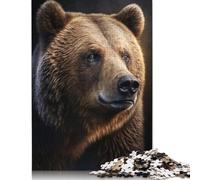 500 Piece Bear Portrait on Dark Puzzles for Adults Wooden Puzzles Educational Game for Children As A 500pcs (52x38cm)