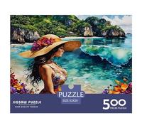 500 Piece Beautiful Girl Square Puzzles for Adults & Wooden Puzzles Educational Game 500pcs (52x38cm)