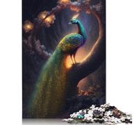500 Piece Beautiful Peacock Glow Adult Puzzles Wooden Puzzles Educational Stress Relief Toy Puzzle 500pcs (52x38cm)