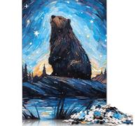 500 Piece Beaver Bober Starry Night Jigsaw Puzzles for Adult Teenagers Wooden Puzzles for Adults Puzzles Educational Game Challenge Toy 500pcs (52x38cm)