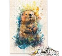500 Piece Beaver Watercolor Sketch Square Puzzle for Adults Wooden Puzzles Educational Puzzle Family Game 500pcs (52x38cm)