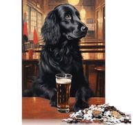 500 Piece Beer Flat Coated Retriever Jigsaw Puzzles for Adults Teenagers Puzzle Adult Jigsaw Puzzle for Adults 500pcs (52x38cm)