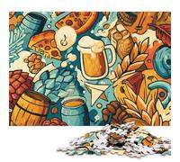 500 Piece Beer & Pizza Vibes Creative Square Jigsaw Puzzles for Adults & Wooden Puzzles Stress Relief Puzzle Games And Unique 500pcs (52x38cm)