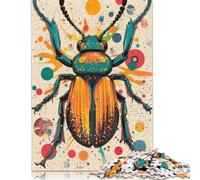 500 Piece Beetle Beauty in Modern Pop Art Colorful Beetle Illustration Puzzle Wooden Puzzle for Adults And Teenager Home Educational Games DIY Toys 500pcs (52x38cm)