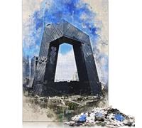 500 Piece Beijing in Watercolor Square Jigsaw Puzzles for Adults & Wooden Puzzles Learning Educational Toys Family Games 500pcs (52x38cm)