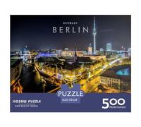 500 Piece Berlin Night View Square Puzzles for Adults, Wooden Puzzles Toy Wall Decor 500pcs (52x38cm)