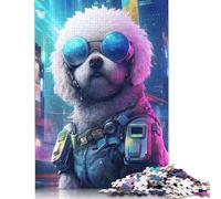 500 Piece Bichon Frise Cyberpunk Puzzles for Adults Wooden Puzzles Educational Game for Children As A 500pcs (52x38cm)