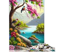 500 Piece Birds And Blossoms by The River Jigsaw Puzzles for Adult Teenagers Jigsaws 500 Pieces for Adults& Teens Age 12 Years Up 500pcs (52x38cm)