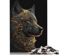 500 Piece Black And Gold Wolf Puzzles for Adults Wooden Puzzles Educational Game for Children As A 500pcs (52x38cm)