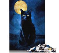 500 Piece BLACK CAT MONET AND MOON Puzzles for Adults Wooden Puzzles Educational Game for Children As A 500pcs (52x38cm)