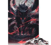 500 Piece Black Kitsune Power Square Jigsaw Puzzles for Adults & Wooden Puzzles Learning Educational Toys Family Games 500pcs (52x38cm)