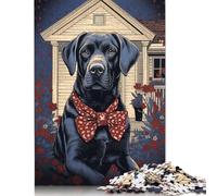 500 Piece Black Labrador Square Puzzle for Adults Wooden Puzzles Educational Puzzle Family Game 500pcs (52x38cm)