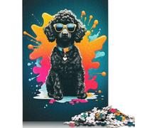 500 Piece Black Poodle Cute Jigsaw Puzzle for Adult Teenagers Wooden Puzzle Christmas Eve Gifts 500pcs (52x38cm)