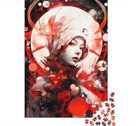500 Piece Blood Red Shadow Wooden Jigsaw Puzzles Adults Teens Jigsaw Large Puzzle Toys Gift Educational Intellectual Decompressing Fun Family Game 500pcs (52x38cm)